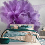 Fototapet Floare violet cu stropi de vopsea