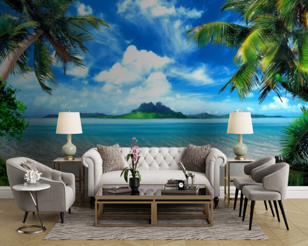 Paradis tropical cu palmieri Fototapet Paradis tropical cu palmieri