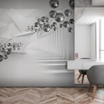 Fototapet Sfere plutitoare în coridor geometric.