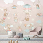 Fototapet Wall mural de animale și baloane