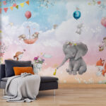 Fototapet Wall mural de animale și baloane