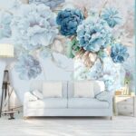 Fototapet Florile elegante de teal în armonie moale.