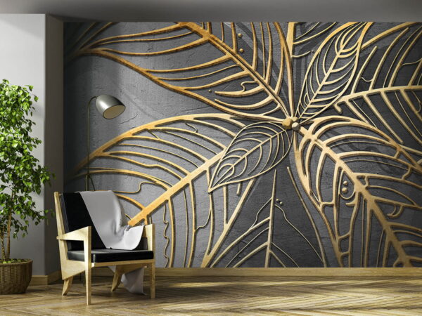 Fototapet Design cu frunze complicate pe un fundal