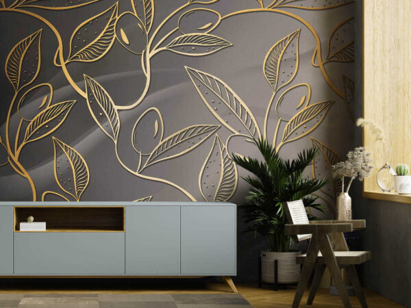 Fototapet Fototapet Desen cu frunze complicate pe fundal texturat (SKU: u59819)