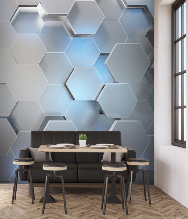 Design hexagonal cu model metalic modern Fototapet Design hexagonal cu model metalic modern