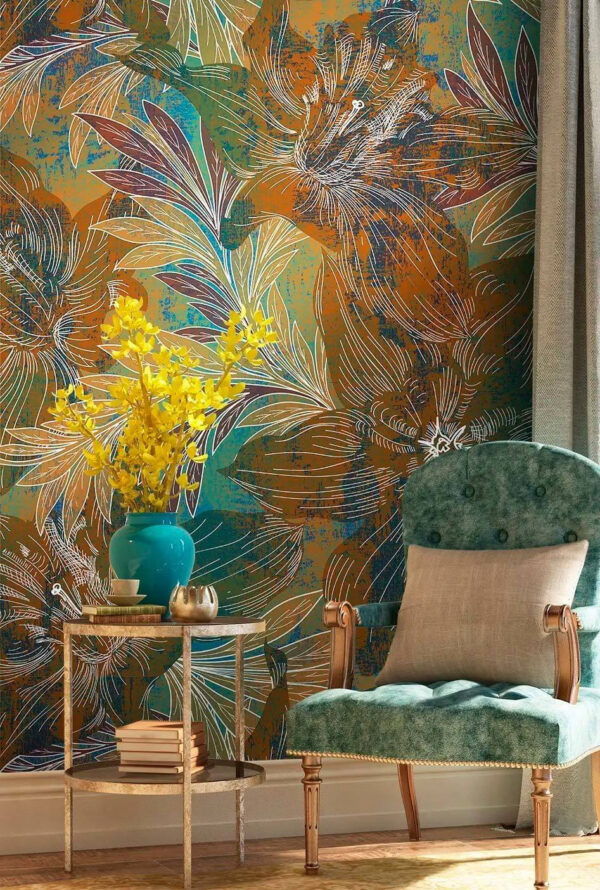 Fototapet Fototapet Eleganță florală în tonuri pământii (SKU: u59571)