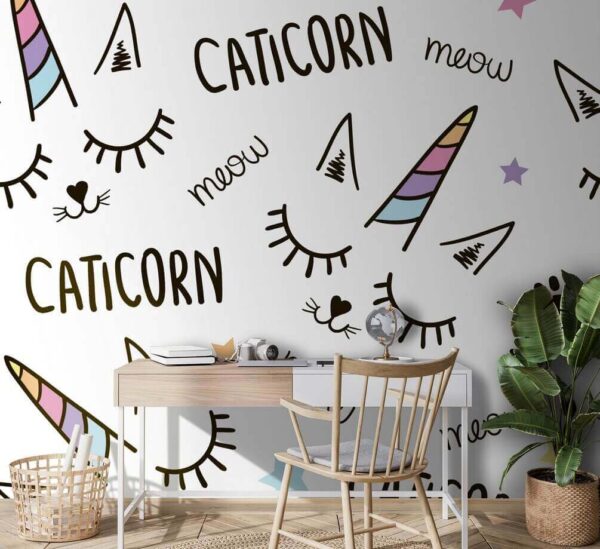 Model de unicorn cu ochi și urechi Fototapet Model de unicorn cu ochi și urechi