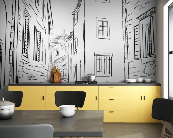 Fototapet Desenul unei străzi cu clădiri