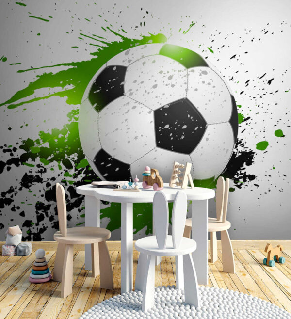 Minge de fotbal cu stropire artistică Fototapet Minge de fotbal cu stropire artistică