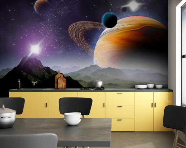 Planete și stele în spațiu Fototapet Planete și stele în spațiu