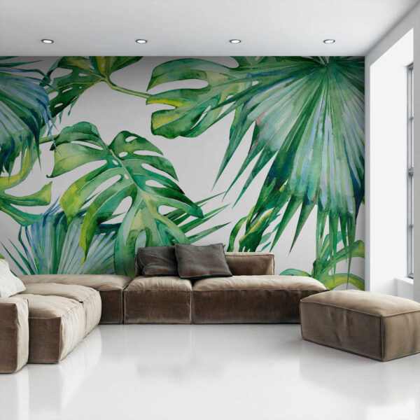Model de frunze tropicale verzi vibrante Fototapet Model de frunze tropicale verzi vibrante