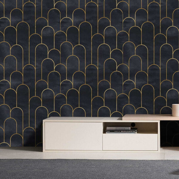 Arcuri negre elegante cu linii subtile Fototapet Arcuri negre elegante cu linii subtile