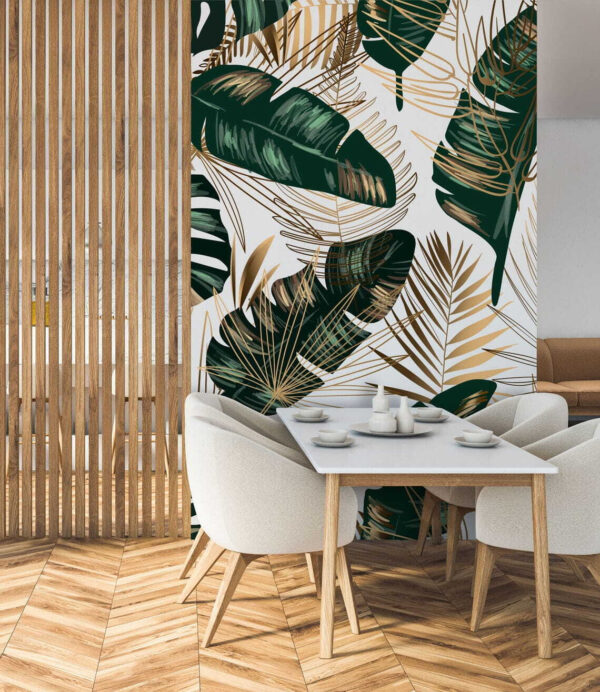 Frunze tropicale cu modele abstracte Fototapet Frunze tropicale cu modele abstracte