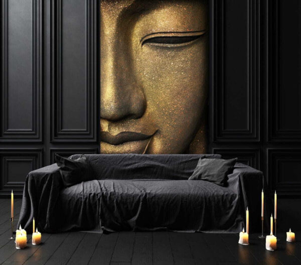 Fața senină a unei statui de Buddha Fototapet Fața senină a unei statui de Buddha