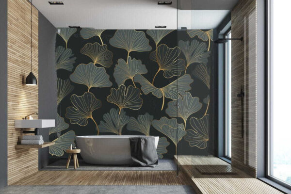Design elegant cu model de frunze de ginkgo Fototapet Design elegant cu model de frunze de ginkgo