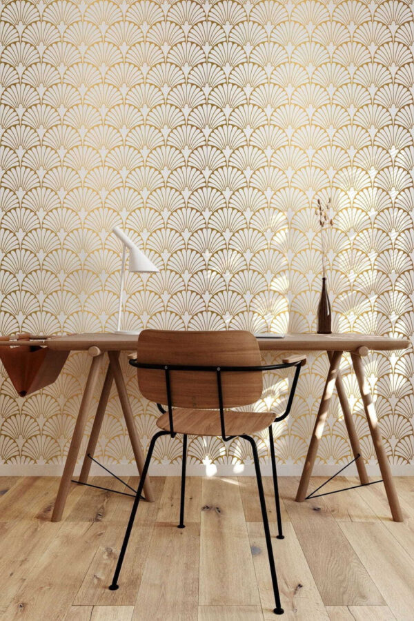Design elegant cu model floral bej Fototapet Design elegant cu model floral bej