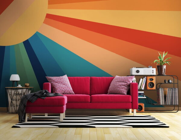 Sunburst colorat cu raze vibrante Fototapet Sunburst colorat cu raze vibrante