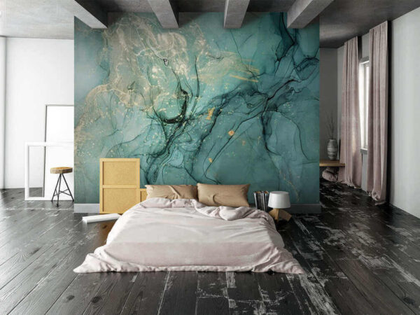 Modele abstracte teal și bej Fototapet Modele abstracte teal și bej