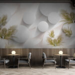 Fototapet Design floral alb și verde