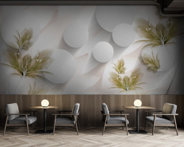 Fototapet Design floral alb și verde