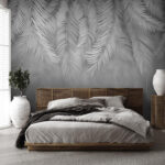 Fototapet Design elegant cu frunze de palmier argintii.