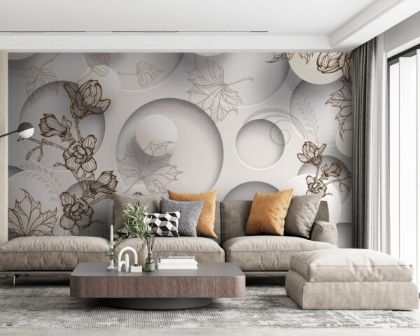 Fototapet Wallpaper cu cercuri și flori