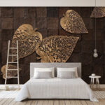 Fototapet Frunze decorative pe fundal texturat