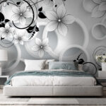 Fototapet Floare cu un design alb-negru