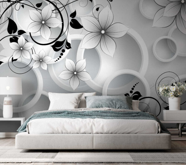 Floare cu un design alb-negru Fototapet Floare cu un design alb-negru