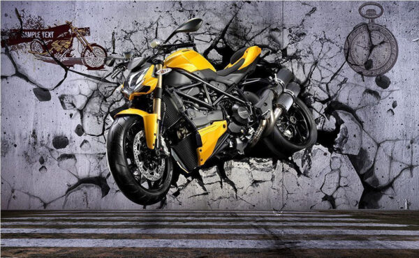 Motocicletă care trece prin perete Fototapet Motocicletă care trece prin perete