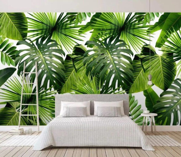 Model de frunze tropicale verzi luxuriante Fototapet Model de frunze tropicale verzi luxuriante