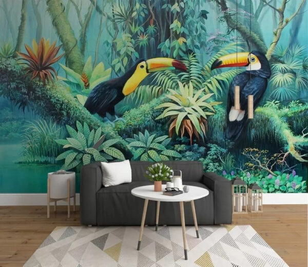 Țucani în sanctuarul junglei vibrante Fototapet Țucani în sanctuarul junglei vibrante