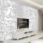 Fototapet Design elegant cu model floral argintiu.
