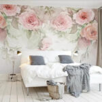 Fototapet Design model floral în acuarelă moale.