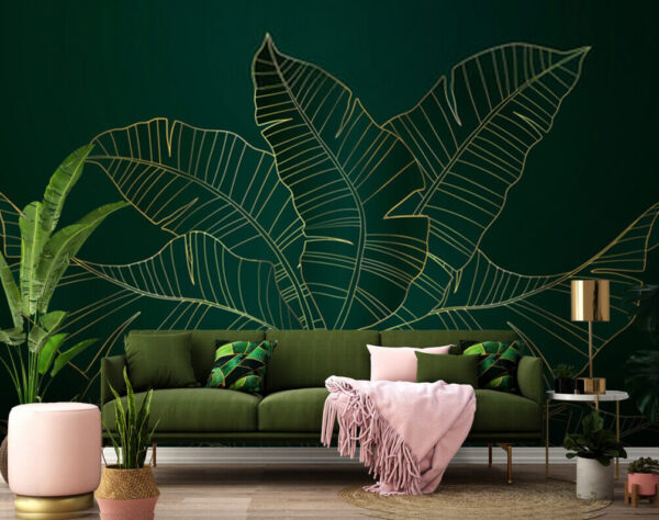 Fototapet Frunze moi pe un fundal întunecat