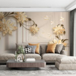 Fototapet Design floral elegant cu fluturi.