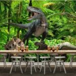 Fototapet Grup de dinozauri într-o pădure