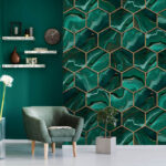 Fototapet Model artistic hexagonal în tonuri bogate