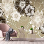 Fototapet Model floral abstract cu vârtejuri.