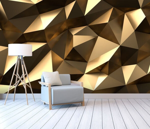 Model geometric fațetat din bronz Fototapet Model geometric fațetat din bronz