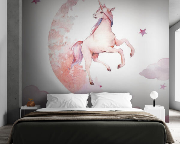 Unicorn pe lună Fototapet Unicorn pe lună