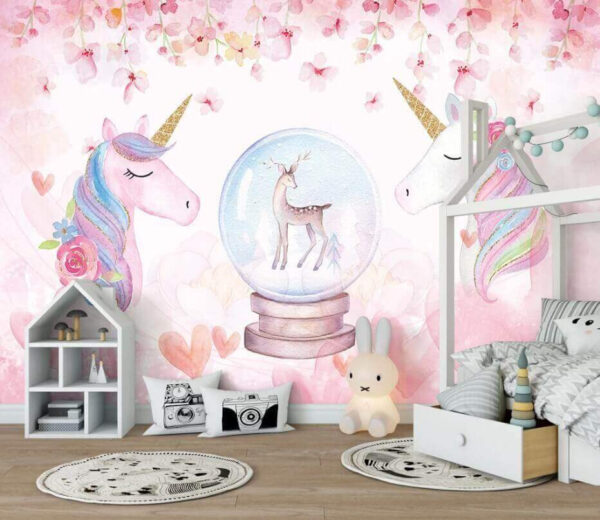 Pictură în acuarelă a unui unicorn Fototapet Pictură în acuarelă a unui unicorn