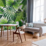 Fototapet Frunze tropicale vibrante pe ecran.