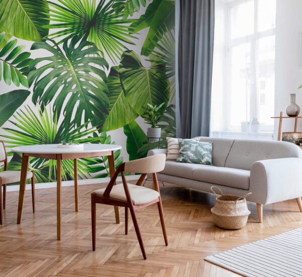 Frunze tropicale vibrante pe ecran Fototapet Frunze tropicale vibrante pe ecran