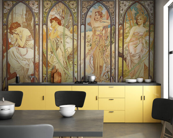 Grup de femei în stil art nouveau Fototapet Grup de femei în stil art nouveau