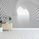 Fototapet Design futurist alb arhitectural spirală