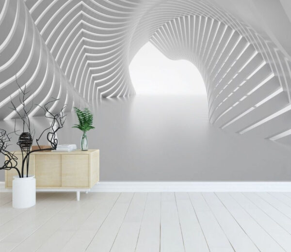 Design futurist alb arhitectural spirală Fototapet Design futurist alb arhitectural spirală