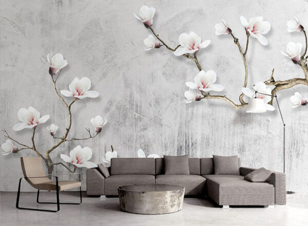 Magnolii delicate pe ramuri elegante Fototapet Magnolii delicate pe ramuri elegante