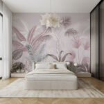 Fototapet Design botanic cu frunze pastelate.