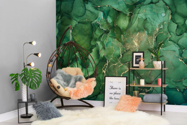 Fototapet Modele curgătoare în nuanțe bogate de verde